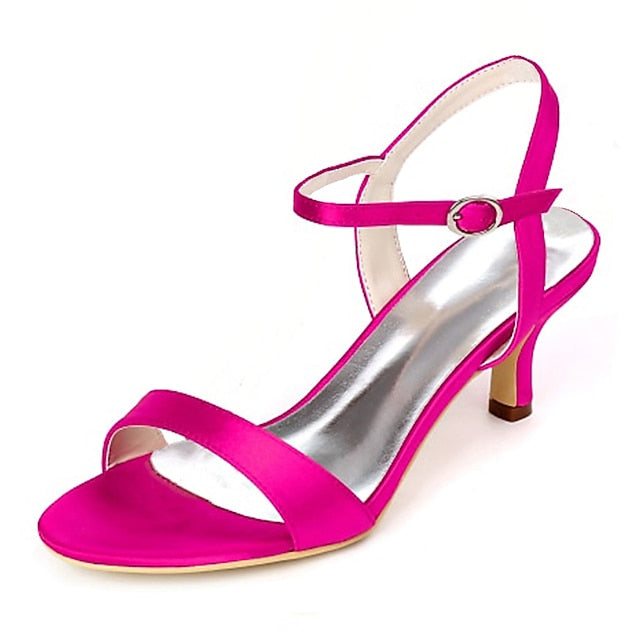 Satin Heels Wedding Adjustable Ankle Women's with Gold FashionChic