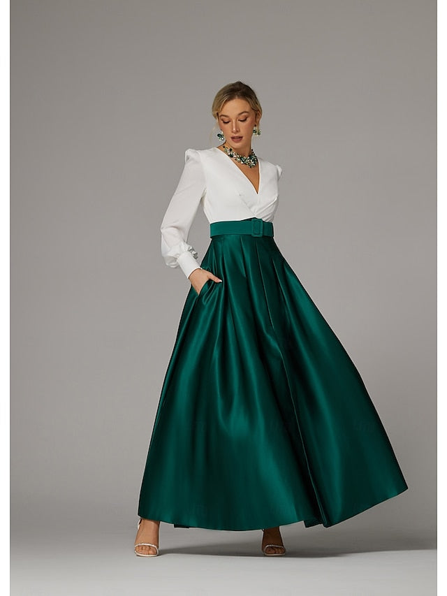 Gown Split Floor Evening Formal High Dress Wedding Guest A-Line FashionChic