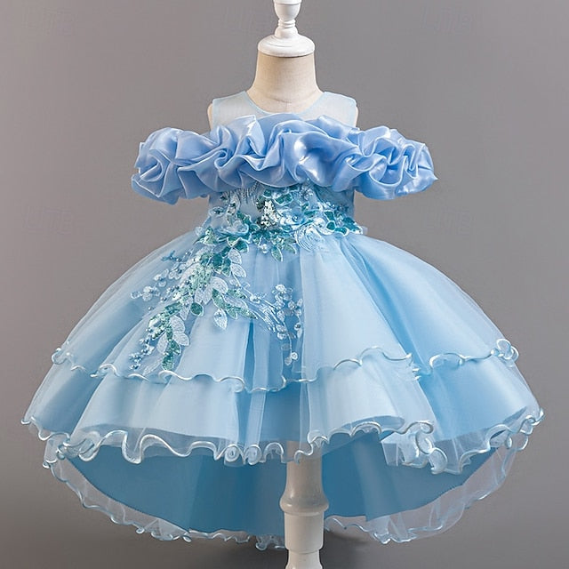 Dress Floral Sleeve Wedding Girls' Short Kids Party Flower FashionChic