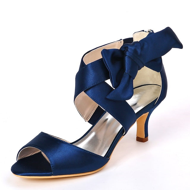 Heel Women's Bowknot Shoes Open Wedding Bridal Kitten FashionChic