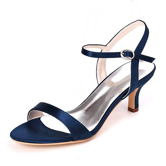 Satin Heels Wedding Adjustable Ankle Women's with Gold FashionChic