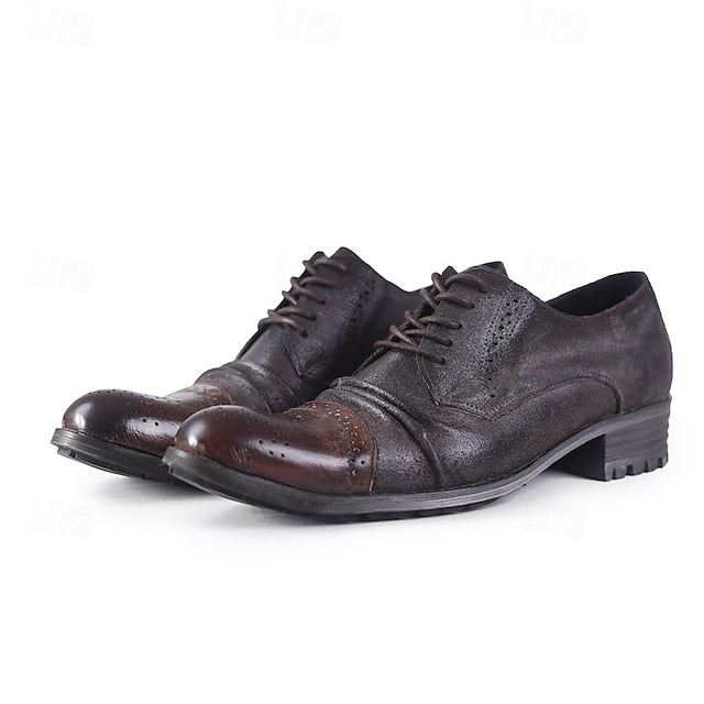 Vintage Genuine Dress Oxford Shoes Leather – Brogue Men's FashionChic