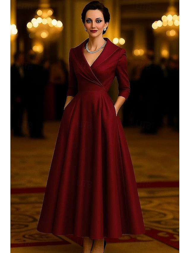 the of Vintage Portrait Bride Mother Collar Elegant A-Line Dress FashionChic