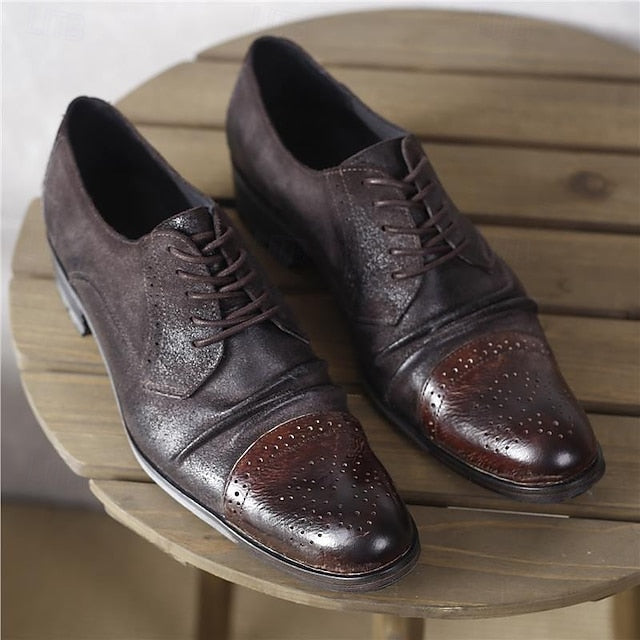 Vintage Genuine Dress Oxford Shoes Leather – Brogue Men's FashionChic