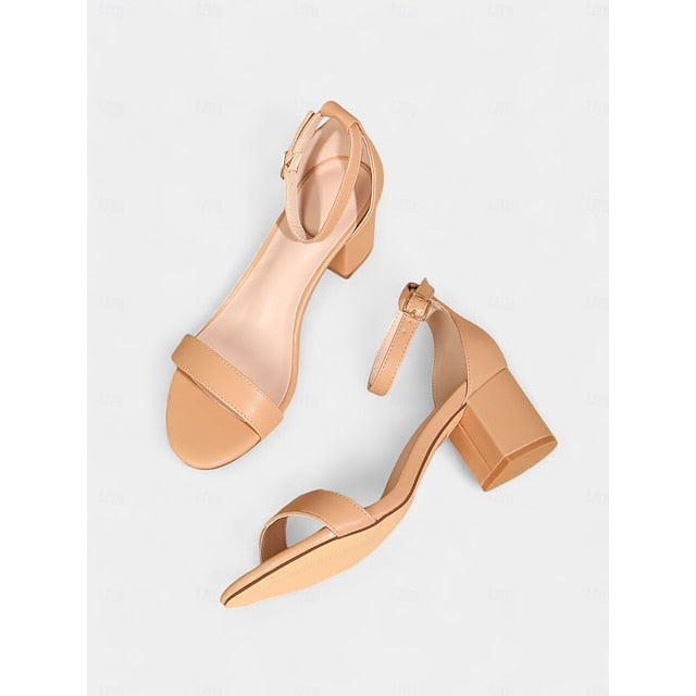 Block Heel Women's Sandals Ankle Stylish Glitter Gold with FashionChic