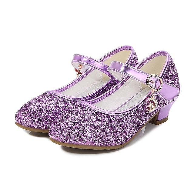 Mary Shoes Heel Low Glitter Dress Girls' - Sparkly Jane FashionChic