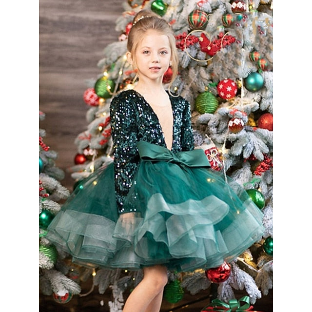 Sleeve Sequin Fall Summer Girls' Spring 3D Dress Long FashionChic