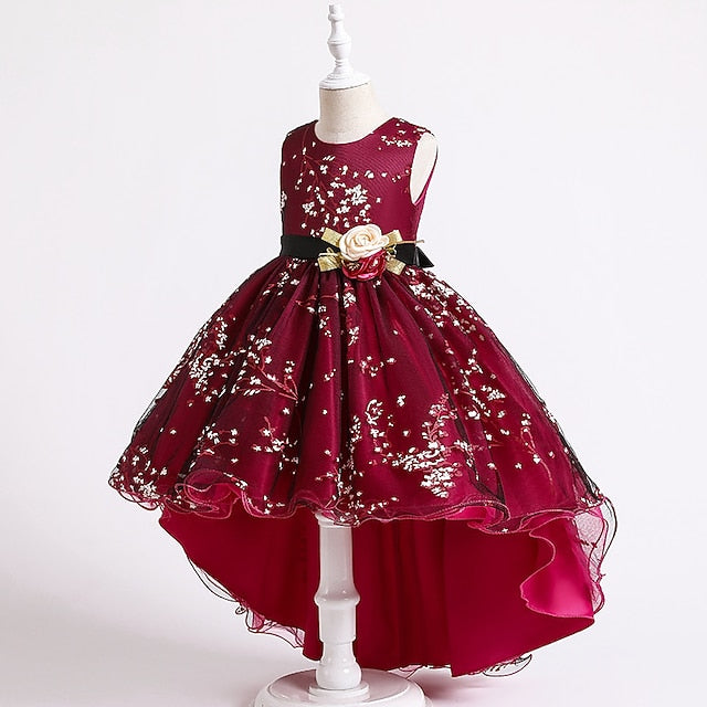 Sleeveless Floral Girls' Kids Solid Dress Wedding Colored FashionChic
