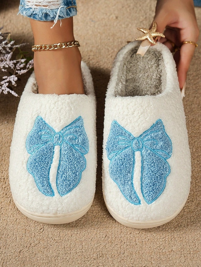 Bowknot Women's - with White Soft Slippers and Design Red FashionChic