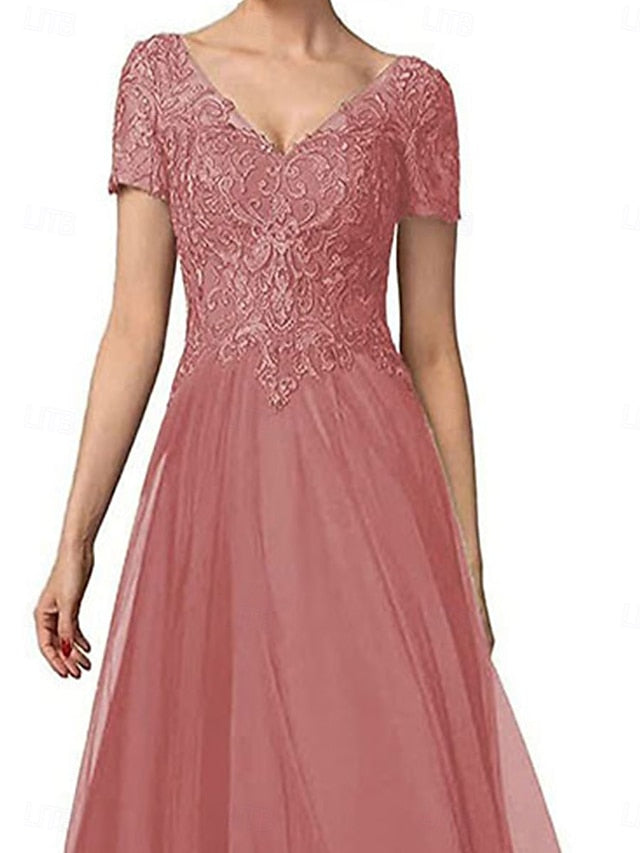 A-Line Bride Dress Neck of the V Mother Elegant Asymmetrical FashionChic