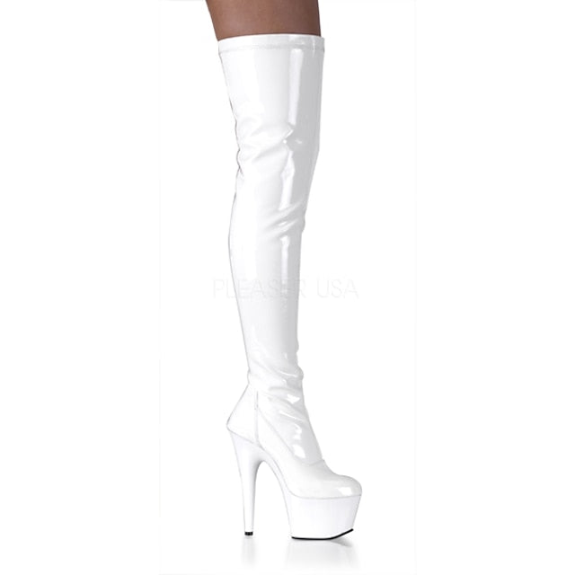 - Over-the-Knee Boots Black Leather Patent Women's Platform FashionChic