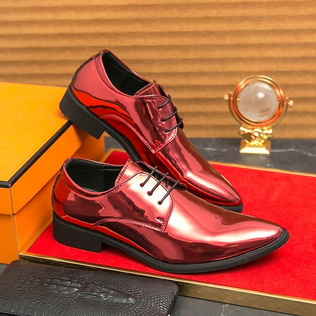 for Formal Green Glossy Men Lace-Up Shoes Patent Leather – FashionChic