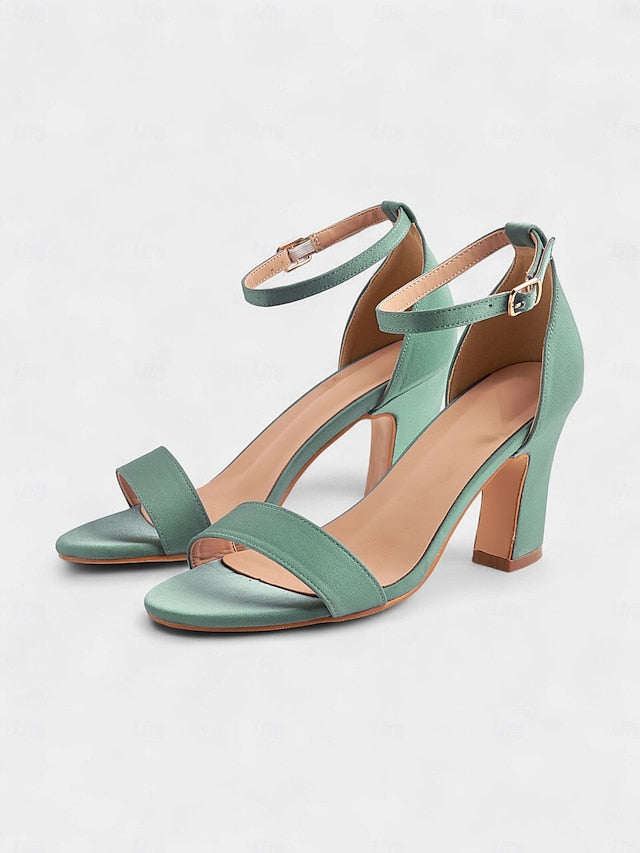 Women's Light Blue Heel Open High - Toe Sandals Ankle Strap FashionChic