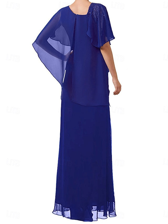Simple Elegant A-Line Neck Square Dress Mother Bride the of FashionChic
