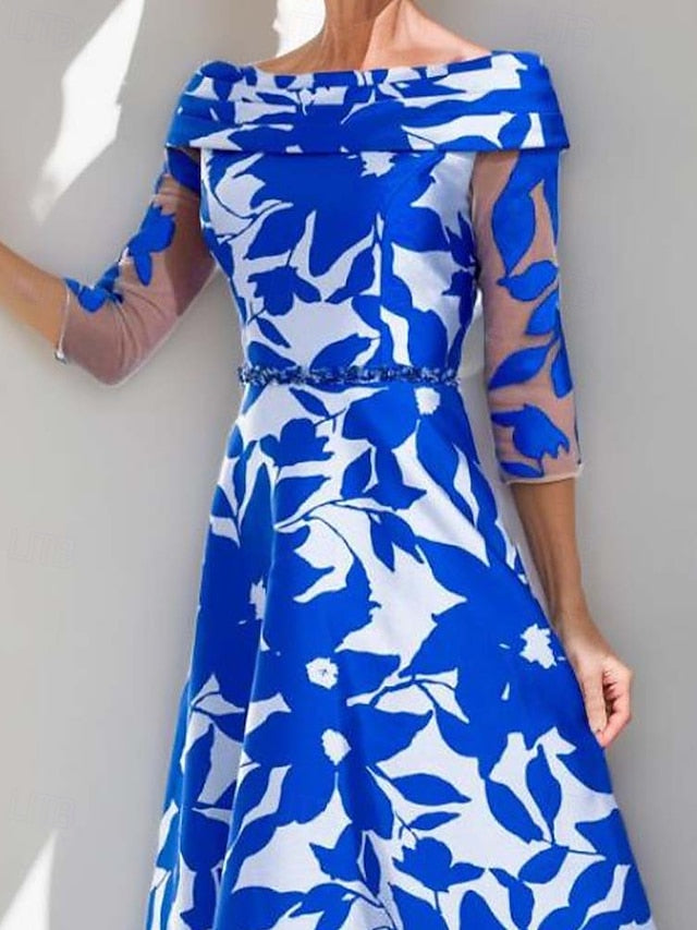 Neck Elegant Bride Mother Boat Simple of Dress A-Line the FashionChic
