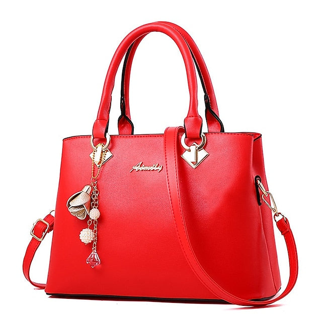 White Faux Handbag Gold Women's with Elegant Leather FashionChic