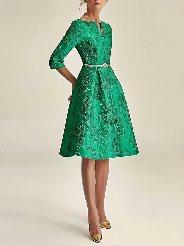 A-Line Elegant Tea V Bride of the Minimalist Dress Mother Neck FashionChic