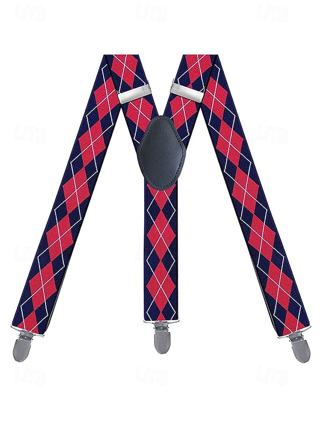 – Clip-On Pattern Men's Suspenders Classic Argyle FashionChic