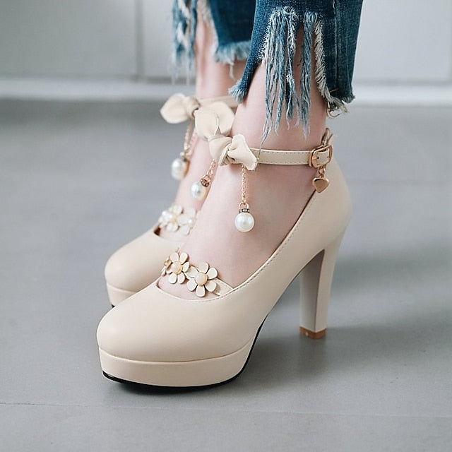 Mary Wedding Elegant Heels �?Platform Girls' Jane White FashionChic