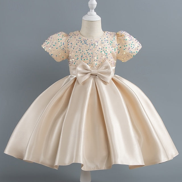 Party Sequin Dress Wedding Short Girls' Toddler Sleeve FashionChic