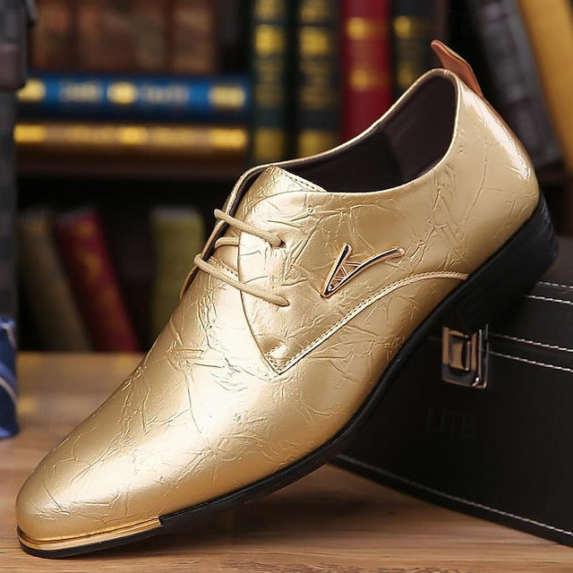 Dress – Purple Shoes Men's Lace-Up Bold Patent Shiny FashionChic