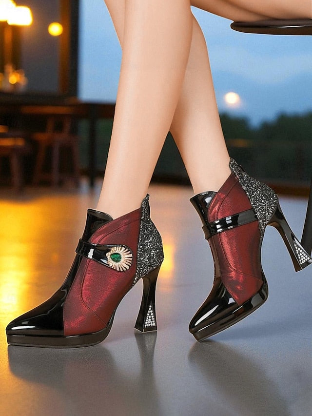 Heel Women's Ankle Glitter High Boots FashionChic