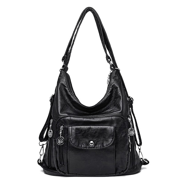 Bag - Leather Women's Faux Hobo Vintage-Style Brown FashionChic