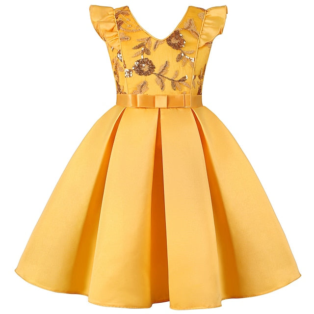 Dress Formal Sleeveless Solid Girls' Color Kids Party FashionChic