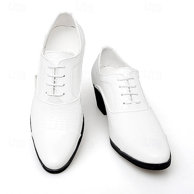 Men's Oxford Leather Pattern Faux Black Patent Crocodile FashionChic