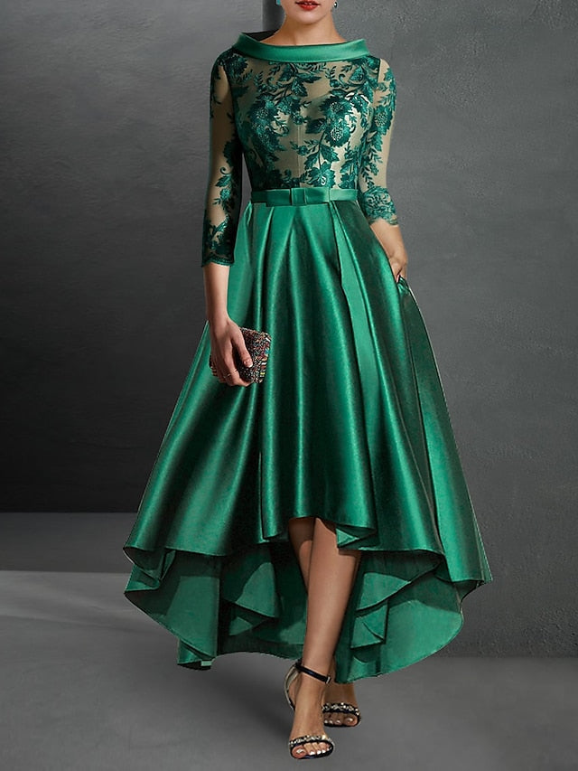 Dress Formal 3/4 Elegant Dresses A-Line Cocktail Asymmetrical FashionChic