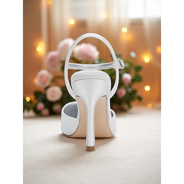 Women's Green - Ankle Strap Heels Satin with Stiletto FashionChic