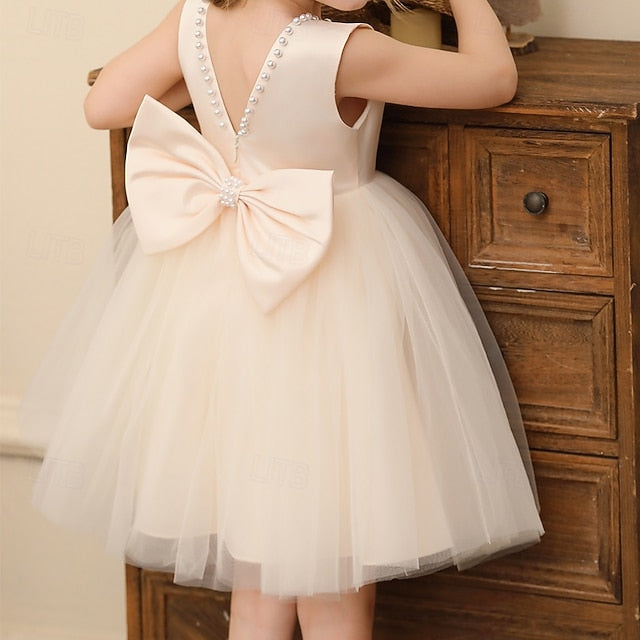 Solid Color Dress Wedding Girls' Kids Party Sleeveless FashionChic