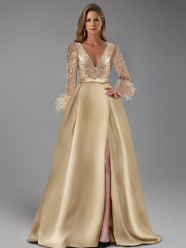 Floor Formal A-Line Elegant Evening Long Length Dress Gown FashionChic
