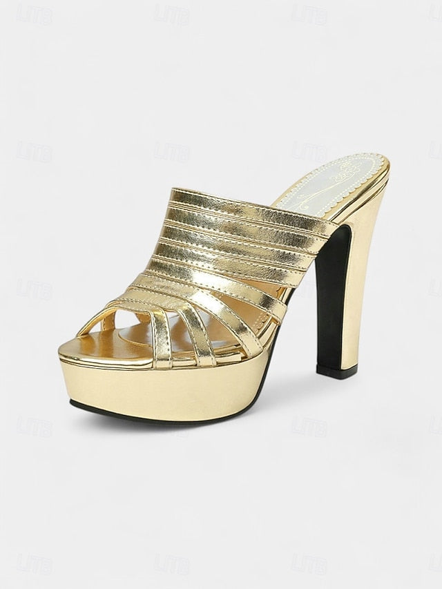 Open-Toe - Platform Mule Women's Heels Strappy White FashionChic