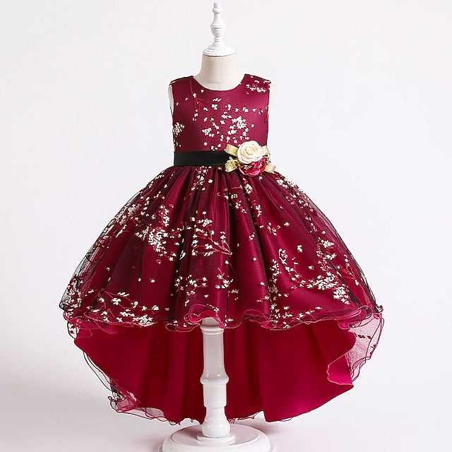Sleeveless Floral Girls' Kids Solid Dress Wedding Colored FashionChic
