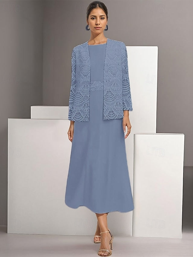 Mother Simple A-Line Piece of Two Casual the Dress Bride Elegant FashionChic