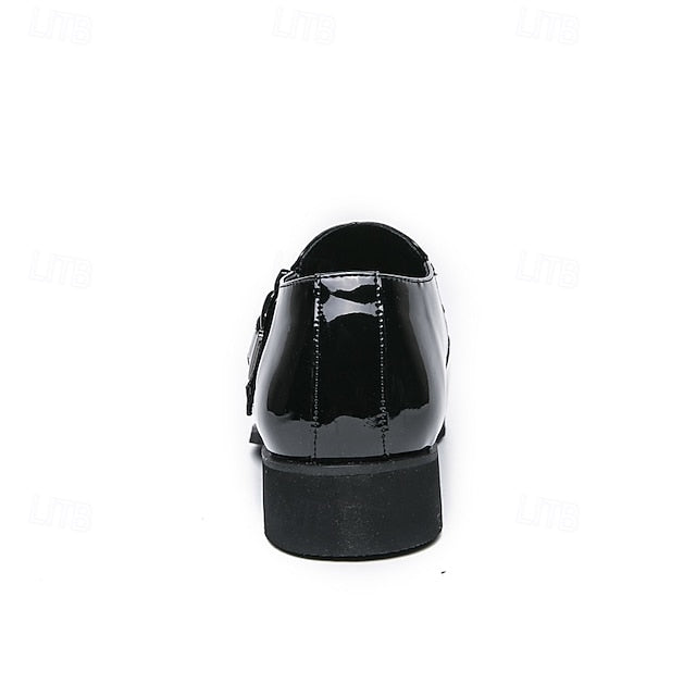 Formal Monk Black – Dress Men's Strap Leather Shoes FashionChic