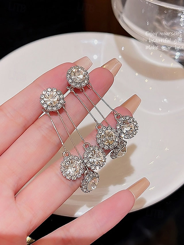 Dangle Sparkling Earrings Elegant Women – for Crystal FashionChic
