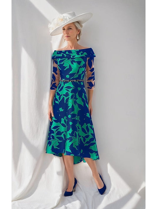 Neck Elegant Bride Mother Boat Simple of Dress A-Line the FashionChic