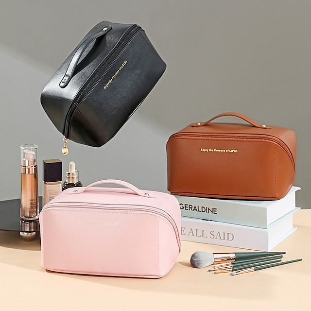 Women's Cosmetic Makeup Handbag Leather PU Bag Travel FashionChic