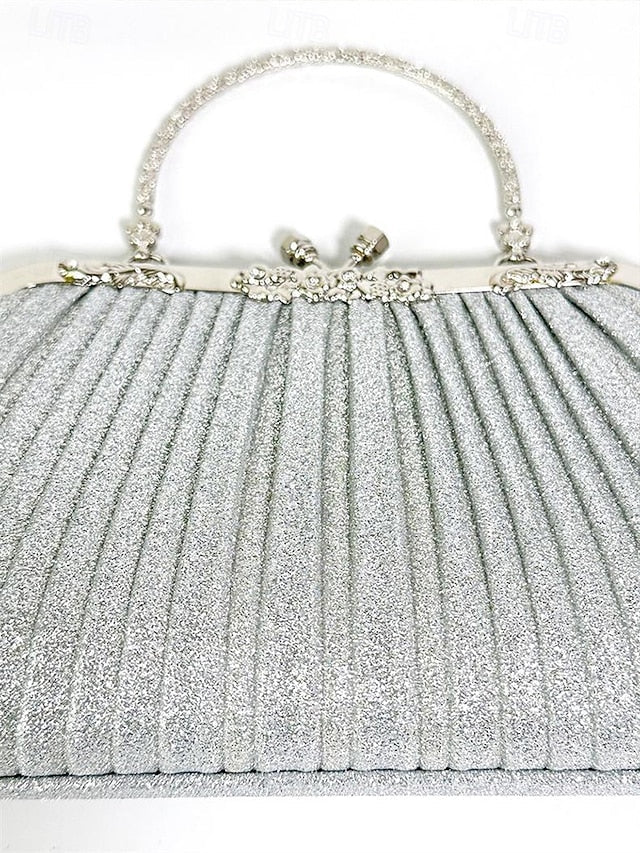 with Pleated Glitter Women's Vintage Clutch Evening Purse FashionChic