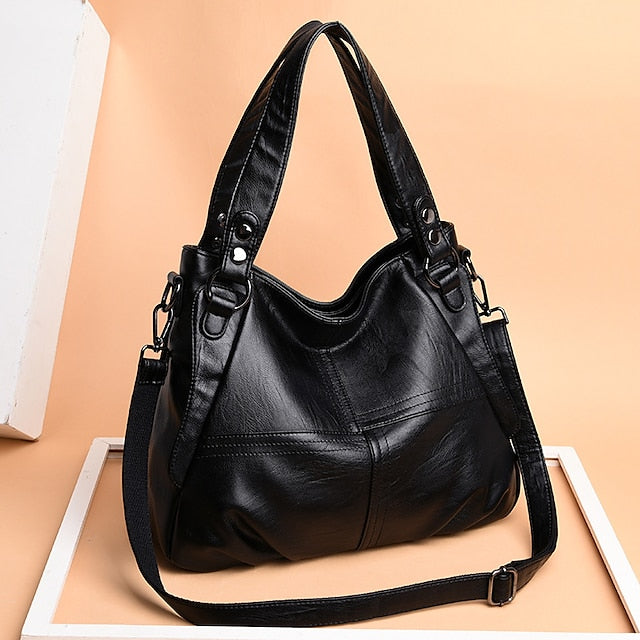 Bag Burgundy – Faux Women's Large Leather Shoulder FashionChic