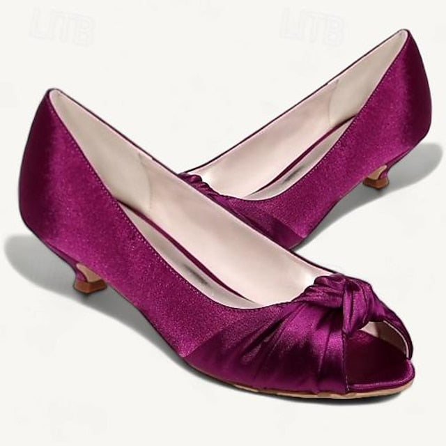 Kitten Satin Elegant Peep-Toe Heels Women's Pink - Blush FashionChic