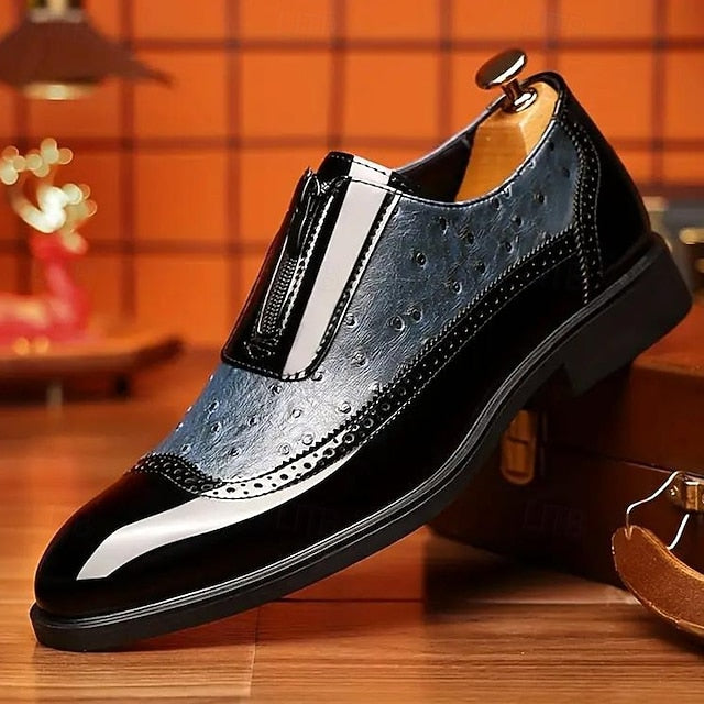 Tan with Men's Patent Formal Shoes Colorblock and Black FashionChic