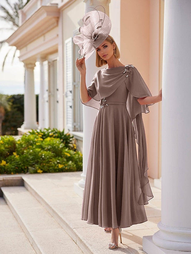 Bride of the Neck Elegant Ankle Dress Mother A-Line Bateau FashionChic