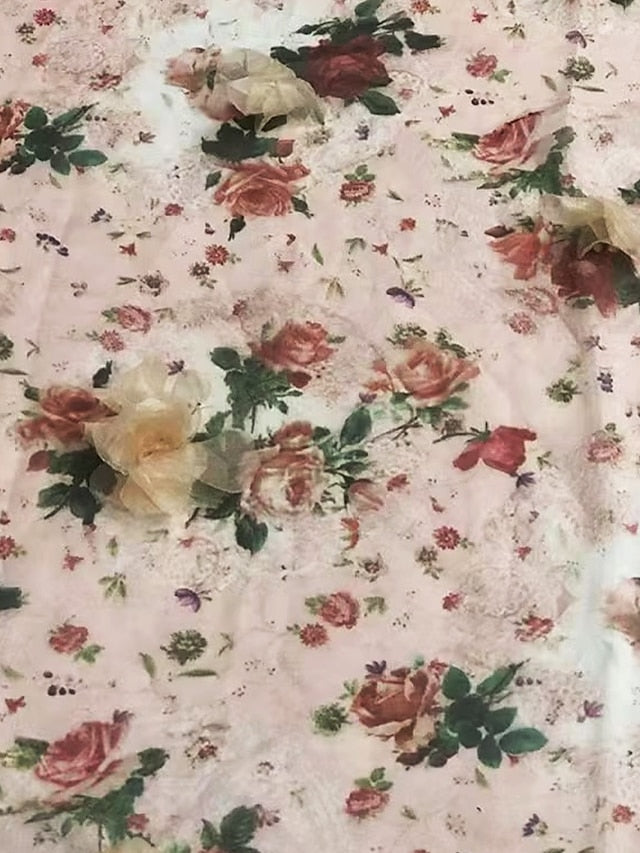 the Mother Bride Floral Vintage Print of Elegant A-Line Dress FashionChic