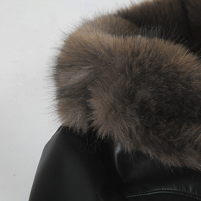 Jacket Warm Comfortable Women's Buttons Fur Casual Collar FashionChic