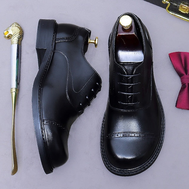 Shoes- Leather Toe Genuine Dress Men's Oxford Cap First FashionChic