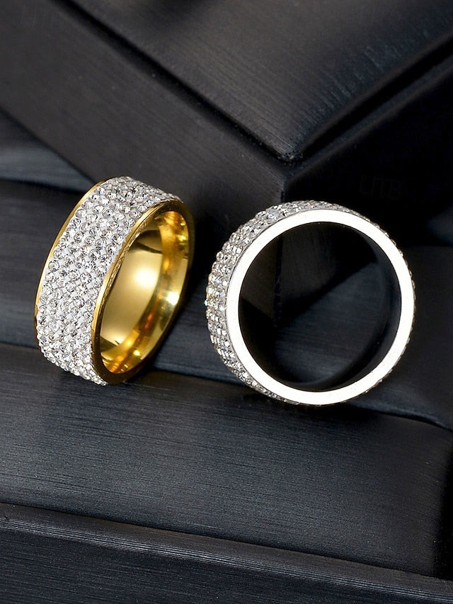 with Pave Band Rings Rhinestone Wide Men's Full FashionChic