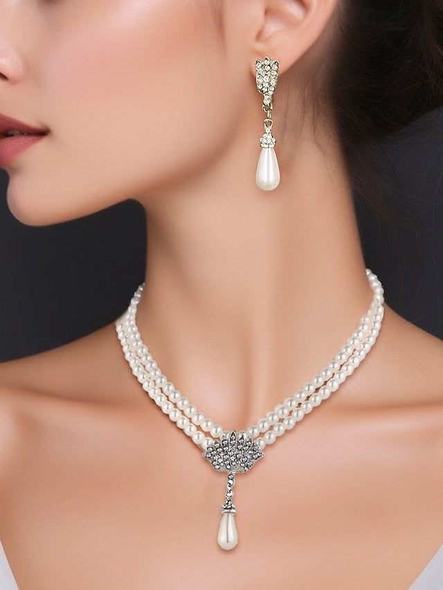 Double-Layer Set Bridal Pearl – Jewelry Necklace Elegant FashionChic